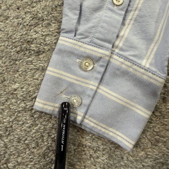 AYR Button Down Shirt Mens M Blue Stripe Oxford Cotton Oversized Pocket Casual - Picture 9 of 11